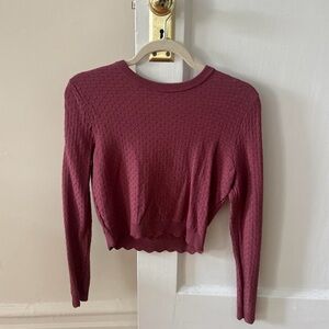 Zara Burgundy Textured Crop Top